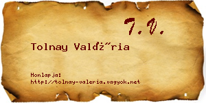 Tolnay Valéria névjegykártya